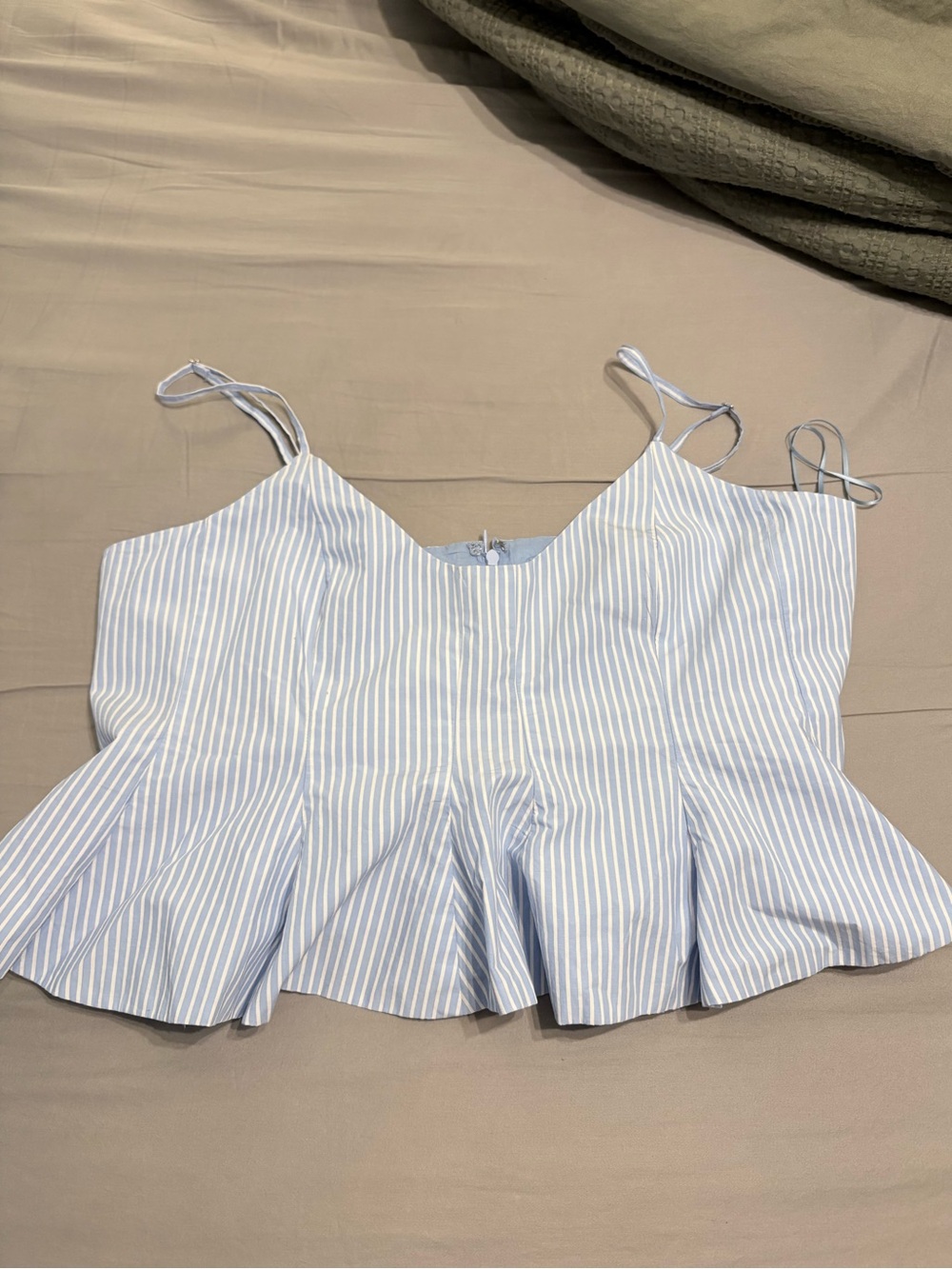 LOFT Light Blue Striped Ruffle Cami - Picture 3 of 5